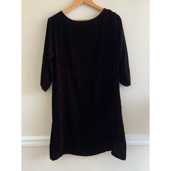 Cut Loose Velvet Silk Blend Tunic 3/4 Sleeve brown reddish color Small grunge - Picture 2 of 8